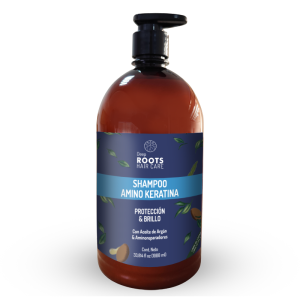 Shampoo amino keratina 1000 mL DEEP ROOTS, además de proteger al cabello brinda un excelente textura y repara  el cabello dañado