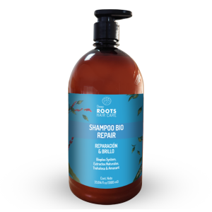 Shampoo Bio 1000 ml DEEP ROOTS de la línea Hair Repair, Además de reparar el cabello dañado, emplea los principios de la Tecnología Bioplex para evitar la aparición de frizz y puntas abiertas