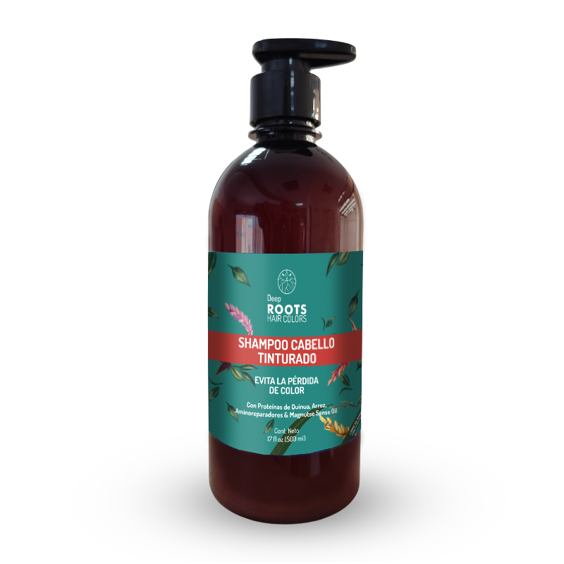 Shampoo Cabello Tinturado DEEP ROOTS COLORS, Además de proteger al cabello de la perdida de color, da textura y suavidad dejando el cabello sano y brillante.